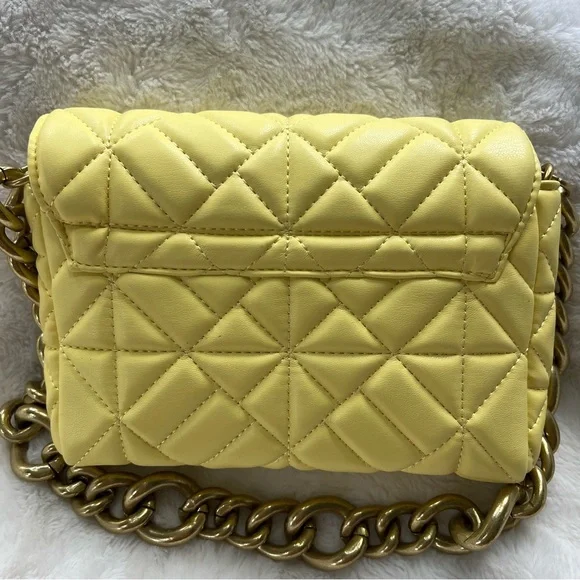NWOT Yellow Vegan Leather Shoulder Bag - Picture 3 of 8